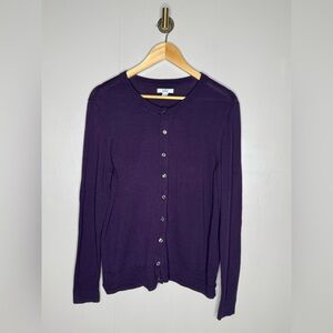 Croft & Barrow Plum Button Front Cardigan Sweater | Classic Knit | Size L